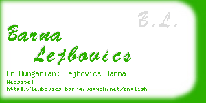 barna lejbovics business card